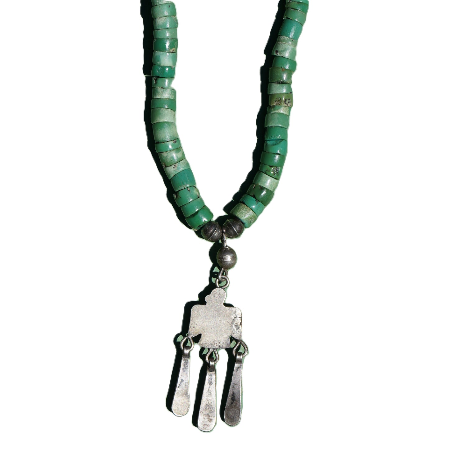 Cerrillos Turquoise Heishi Thunderbird Pendant Necklace