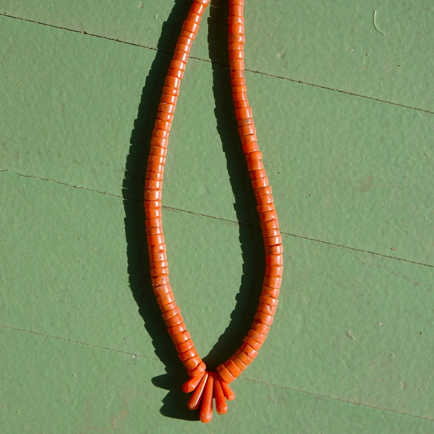 Natural Coral Heishi Jacla Necklace