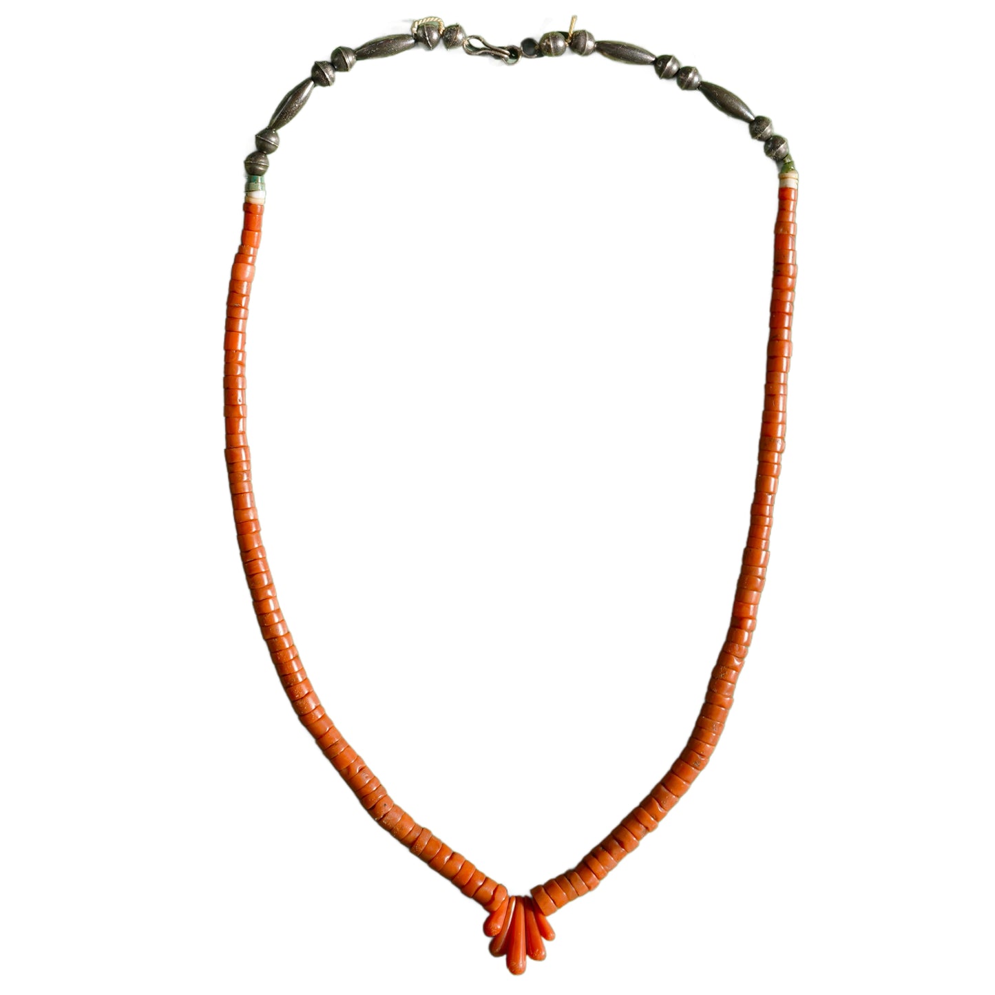 Natural Coral Heishi Jacla Necklace