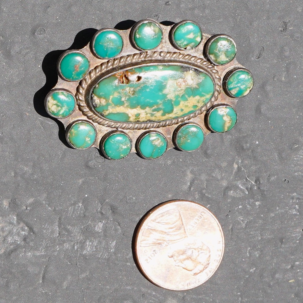 Old Southwest Green Turquoise Pin