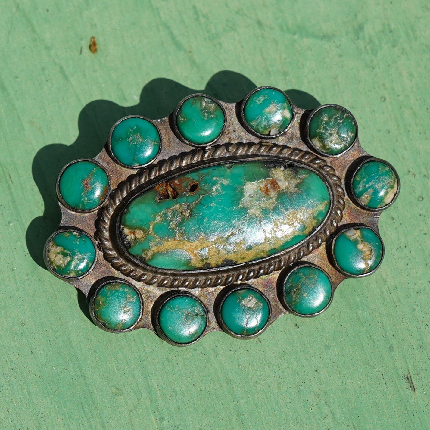 Old Southwest Green Turquoise Pin