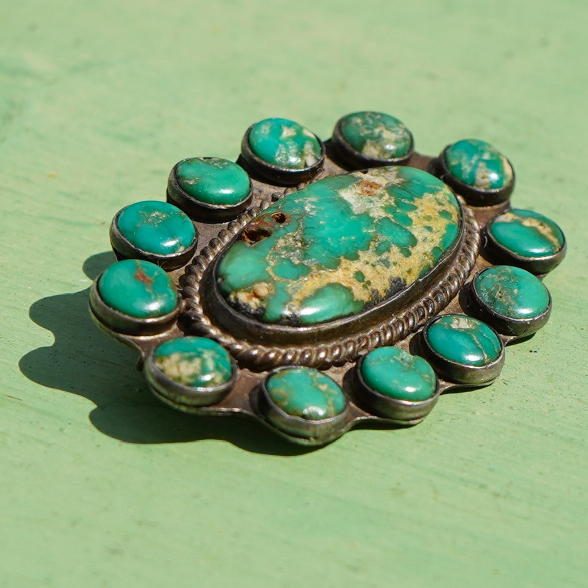 Old Southwest Green Turquoise Pin