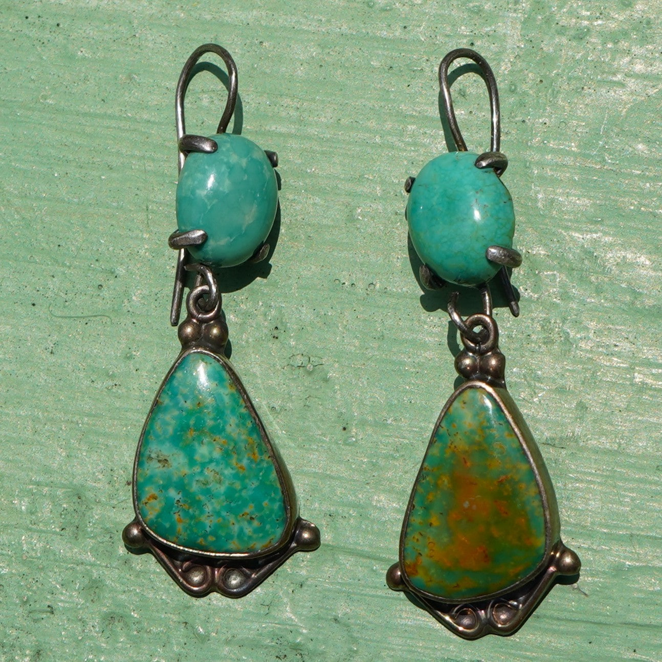 Vintage Green Turquoise Earrings