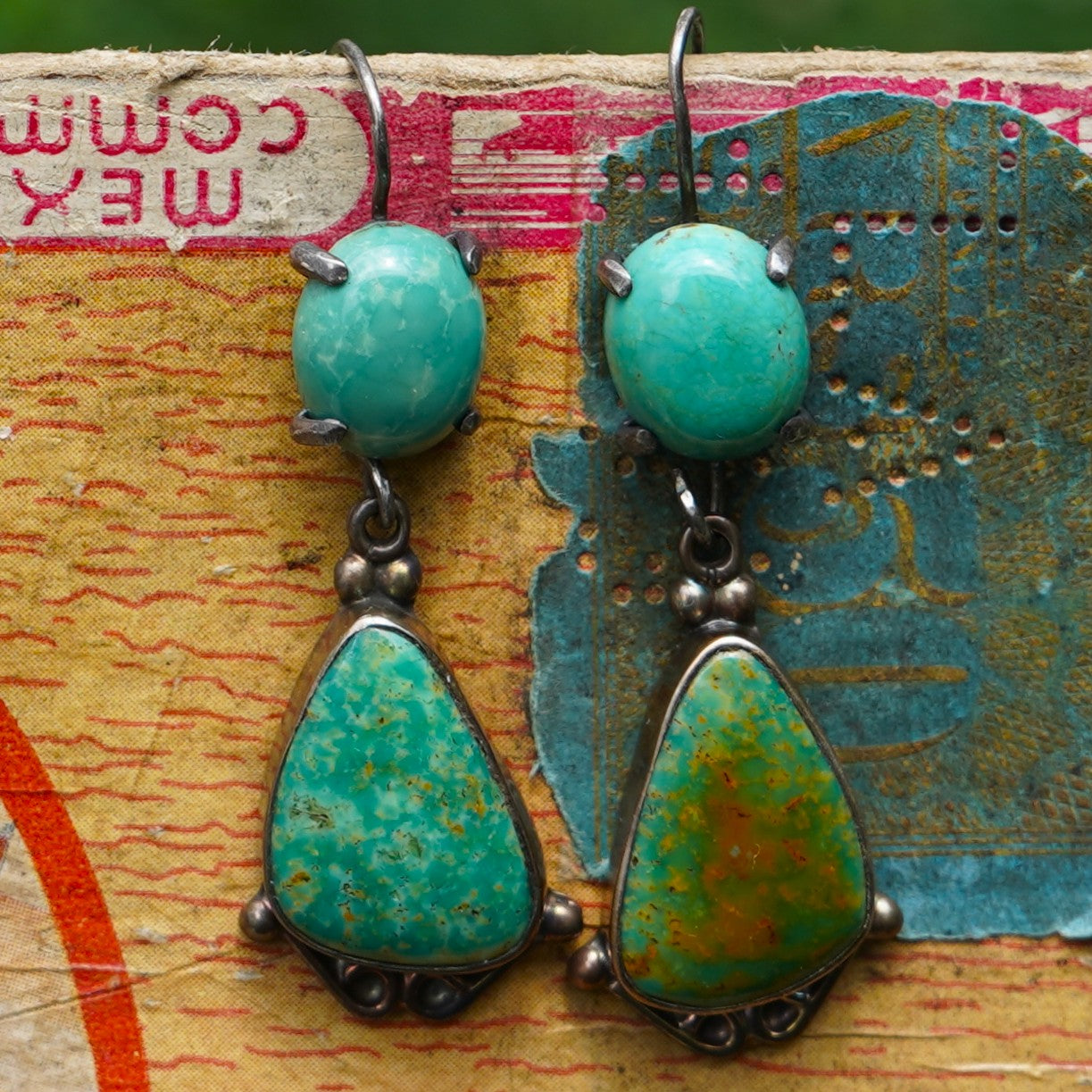 Vintage Green Turquoise Earrings