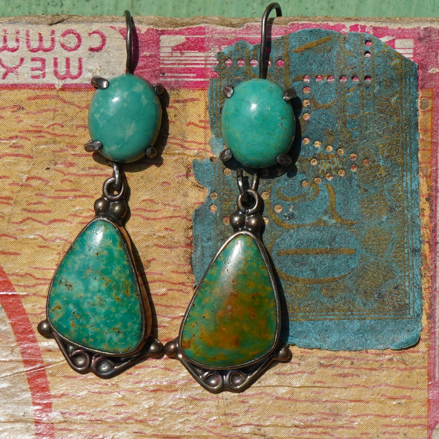 Vintage Green Turquoise Earrings
