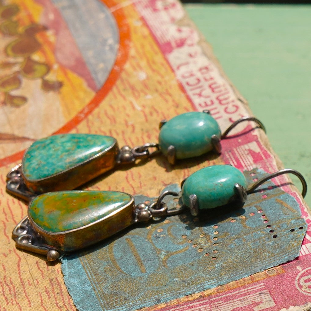 Vintage Green Turquoise Earrings