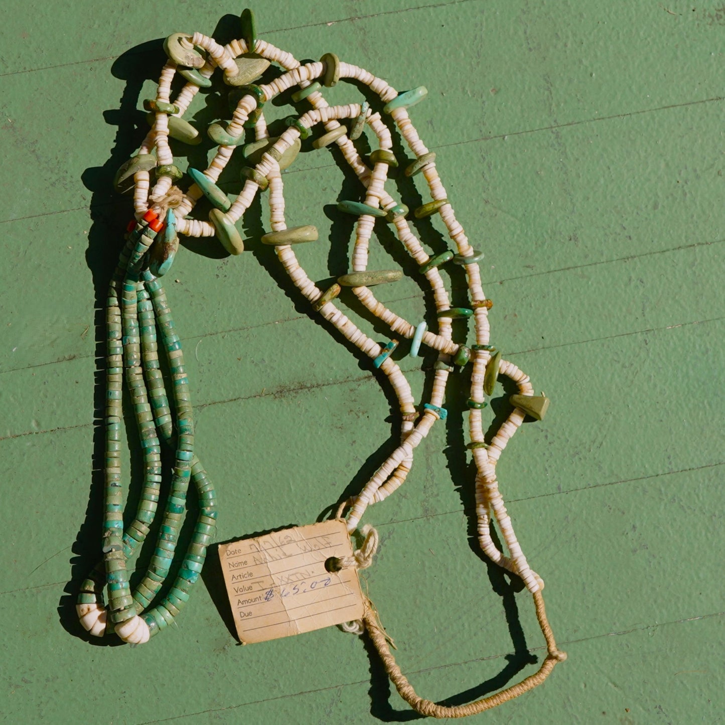 Kewa Pueblo Turquoise Tab & Jacla Necklace With BIA Pawn Provenance