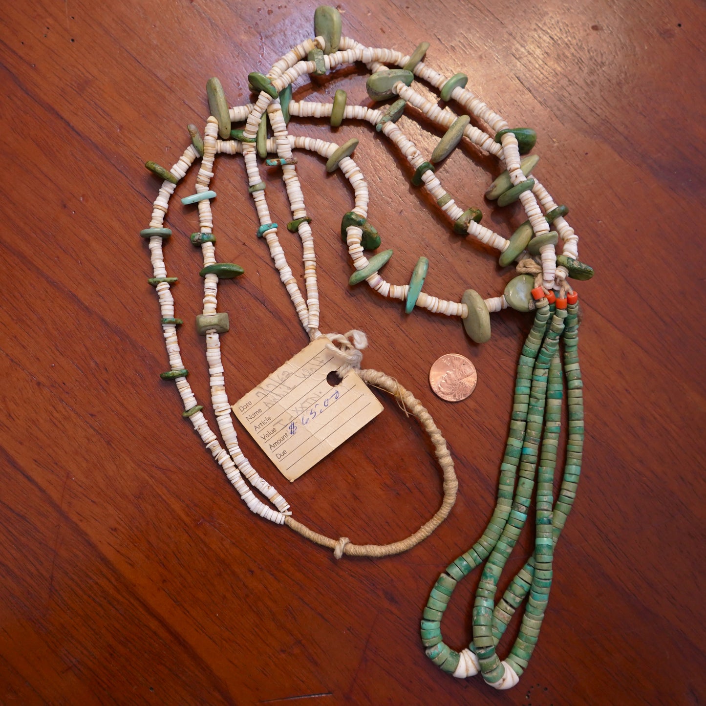 Kewa Pueblo Turquoise Tab & Jacla Necklace With BIA Pawn Provenance