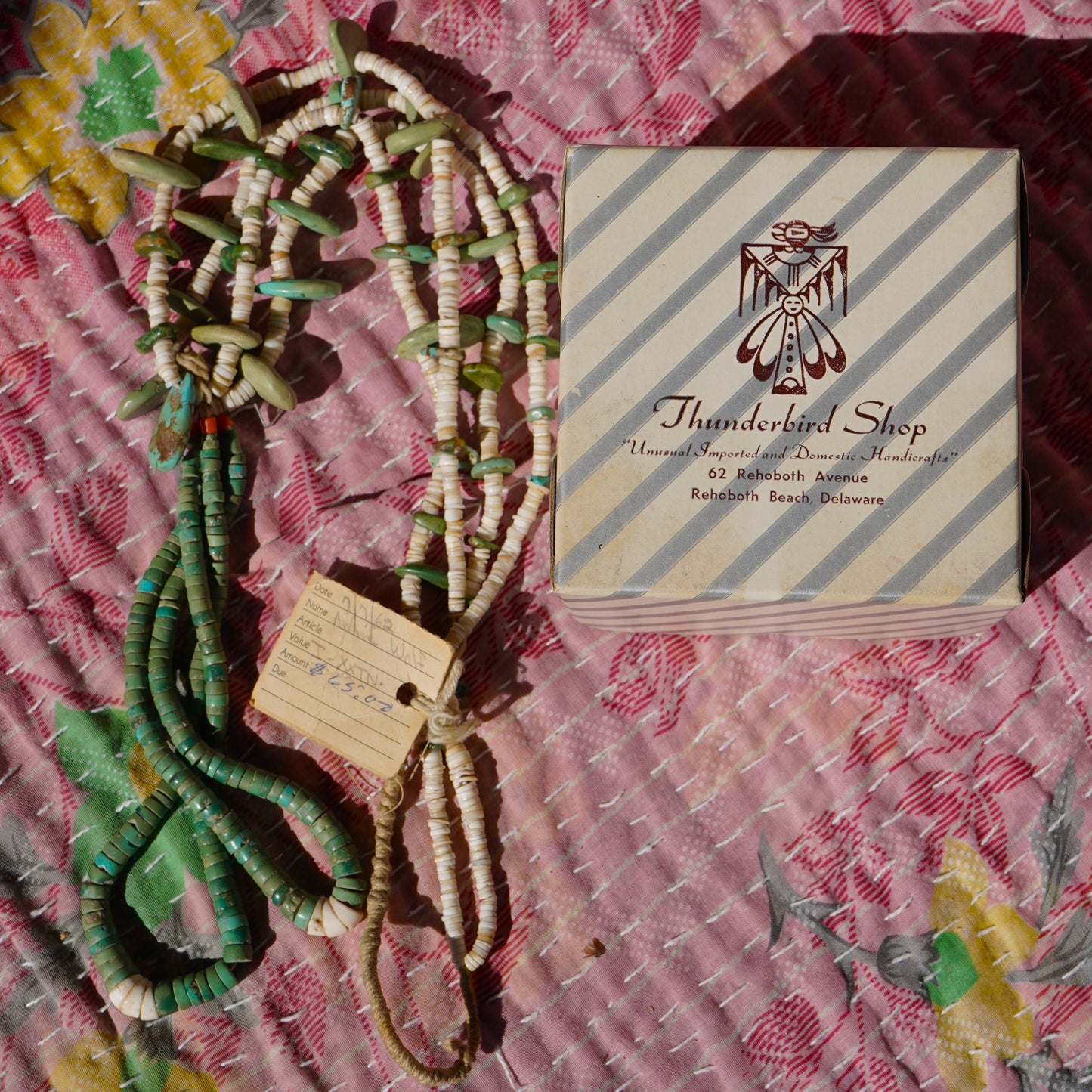 Kewa Pueblo Turquoise Tab & Jacla Necklace With BIA Pawn Provenance