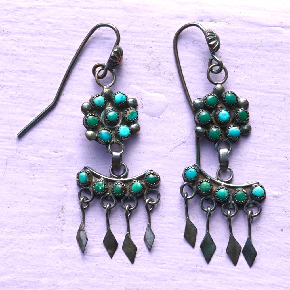 1930's Vintage Cerrillos Turquoise Earrings