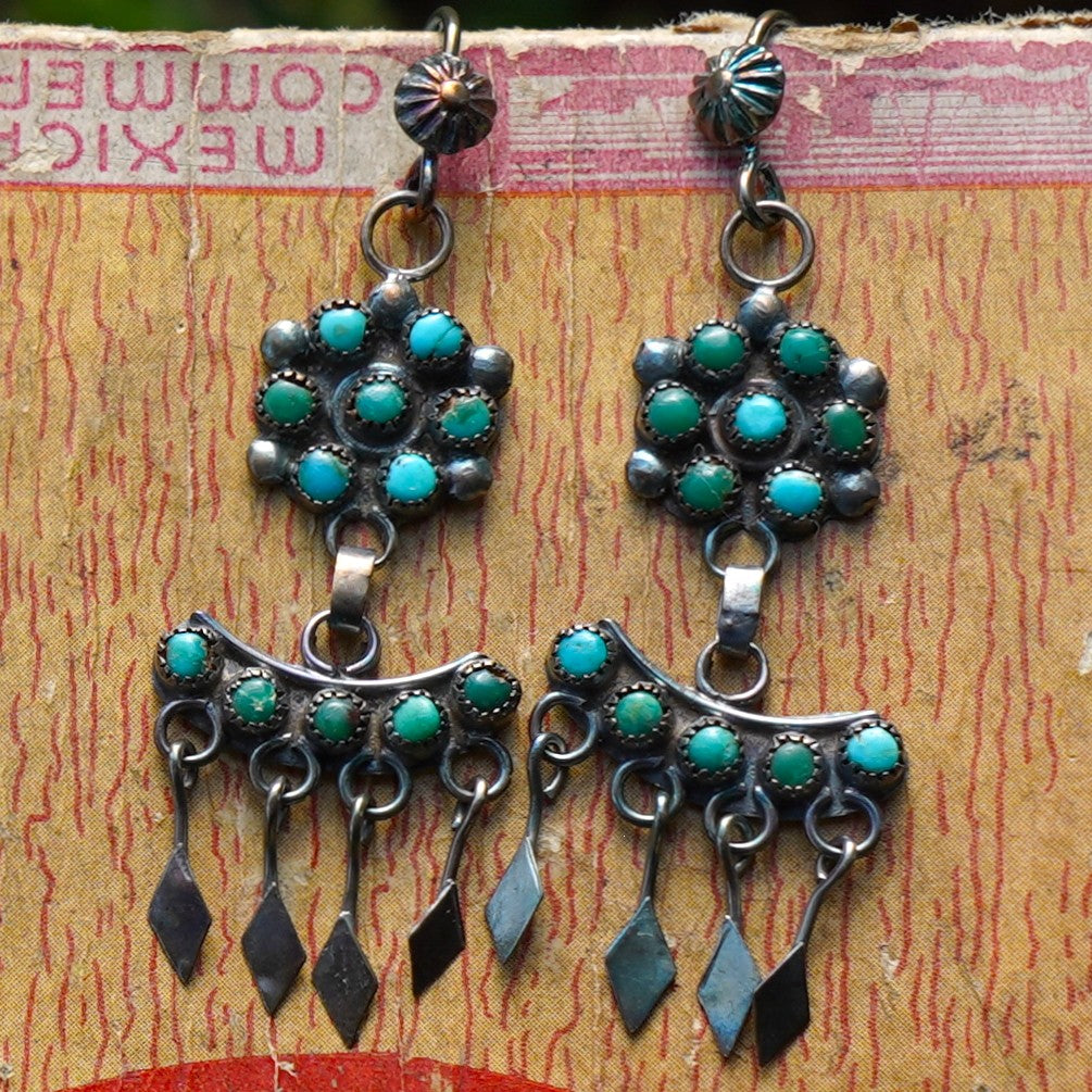 1930's Vintage Cerrillos Turquoise Earrings