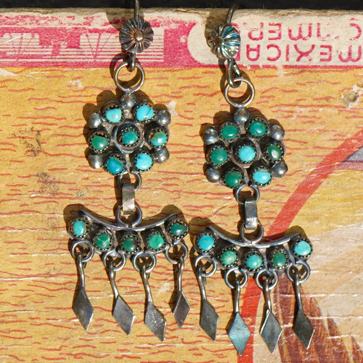 1930's Vintage Cerrillos Turquoise Earrings