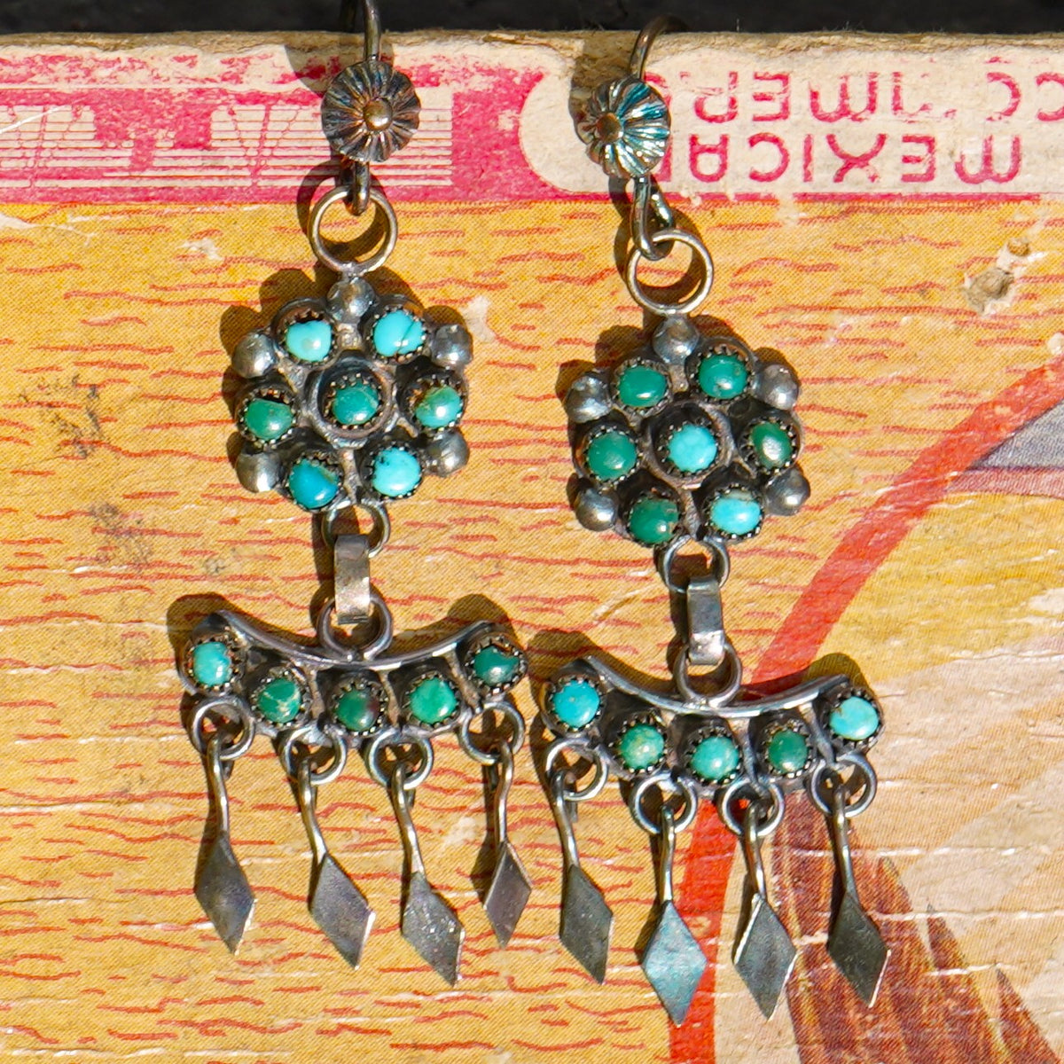 1930's Vintage Cerrillos Turquoise Earrings