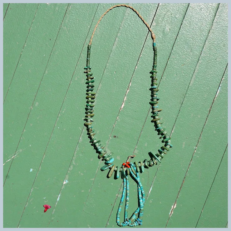 Green Turquoise Tab Necklace With Jacla