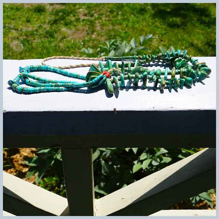 Green Turquoise Tab Necklace With Jacla