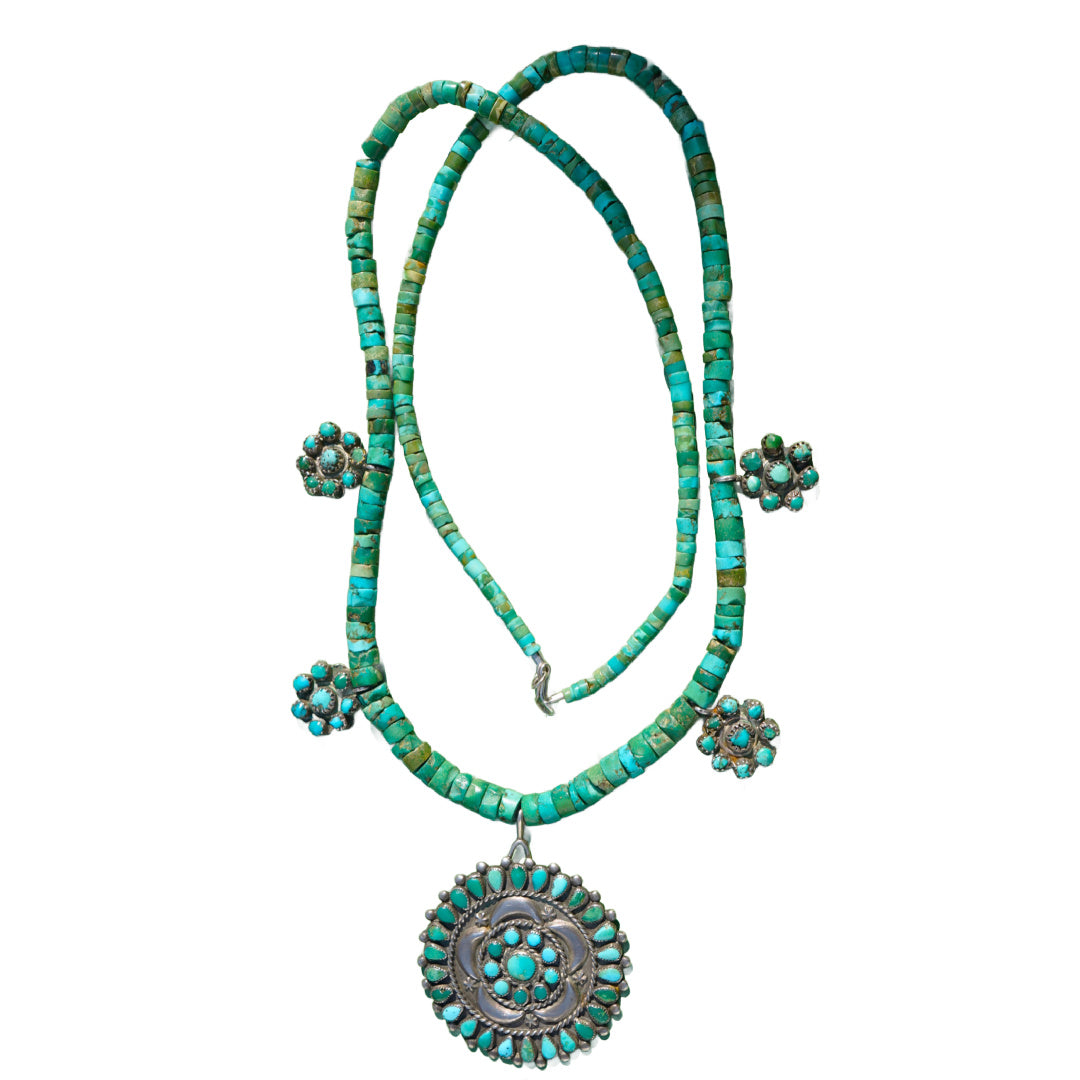 Cerrillos Turquoise Heishi Pendant Necklace