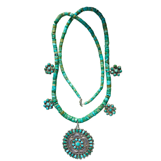 Cerrillos Turquoise Heishi Pendant Necklace