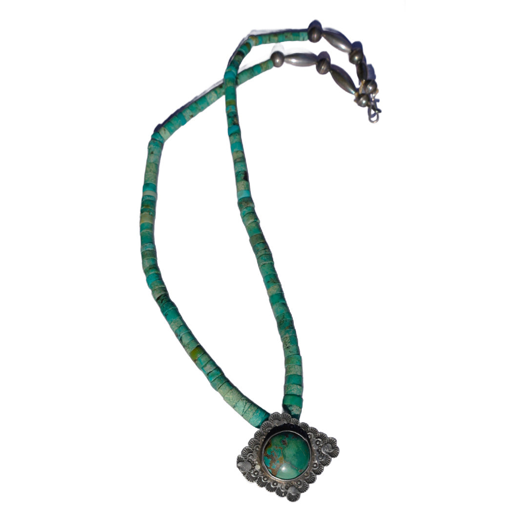 Vintage Green Turquoise Pendant Necklace