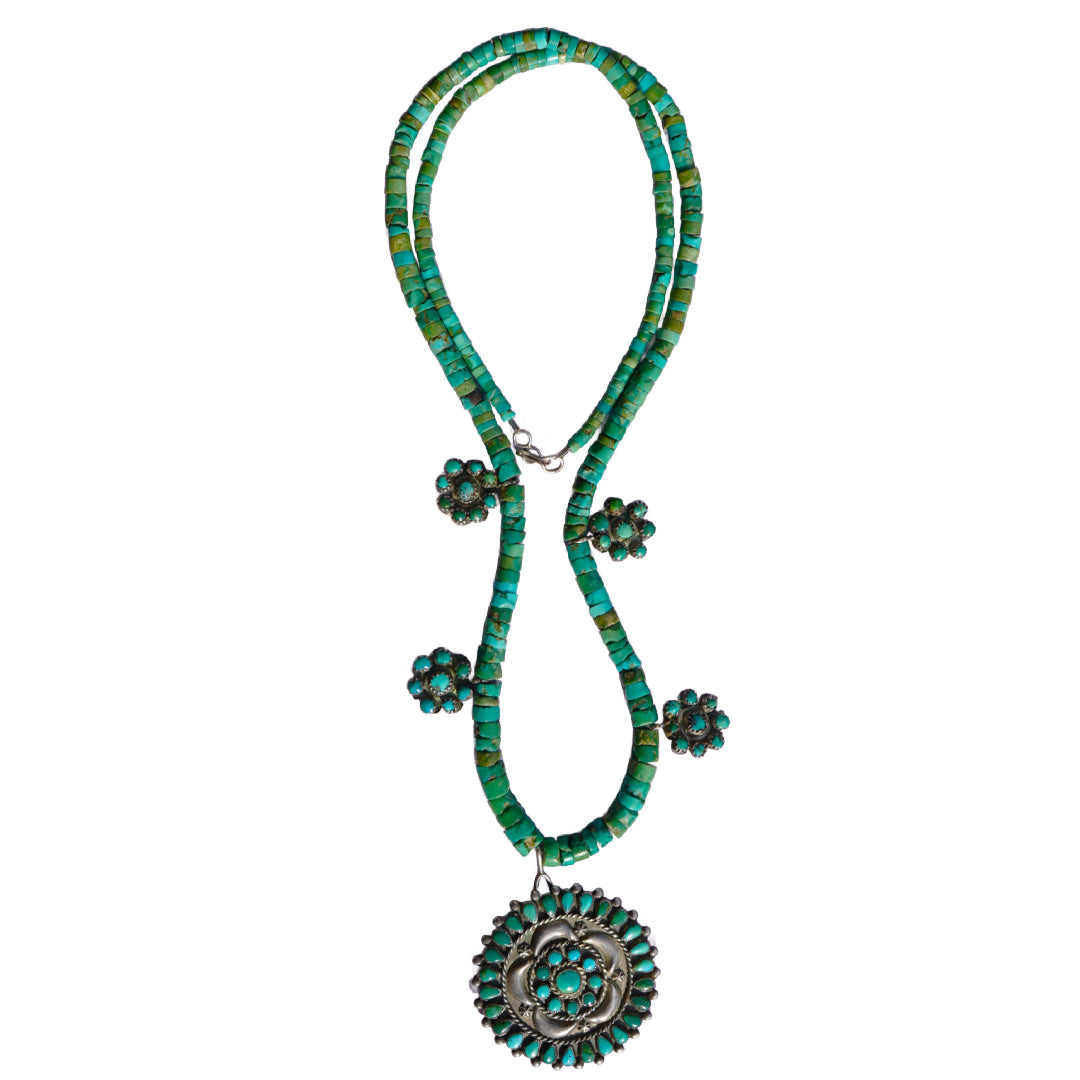 Cerrillos Turquoise Heishi Pendant Necklace