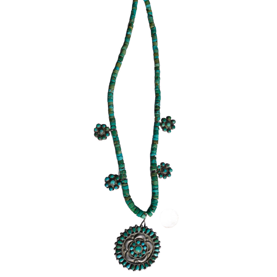 Cerrillos Turquoise Heishi Pendant Necklace