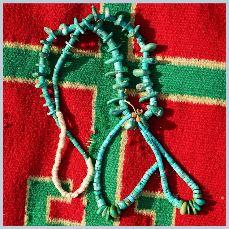 Navajo Cerrillos Turquoise Tab Necklace Circa 1920's