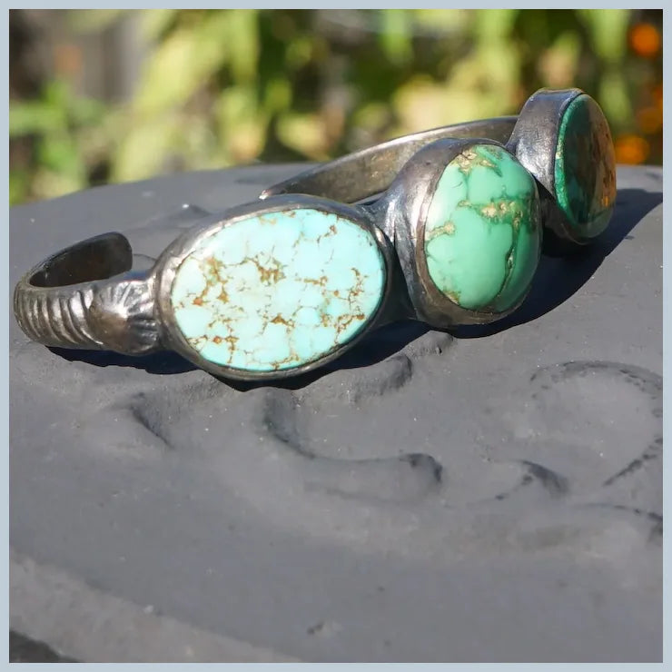 Vintage Navajo Nevada Turquoise Cuff Bracelet