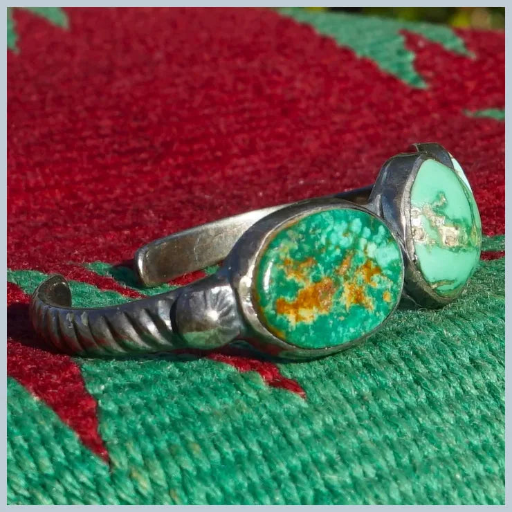 Vintage Navajo Nevada Turquoise Cuff Bracelet