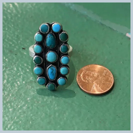 Vintage Turquoise Cluster Ring