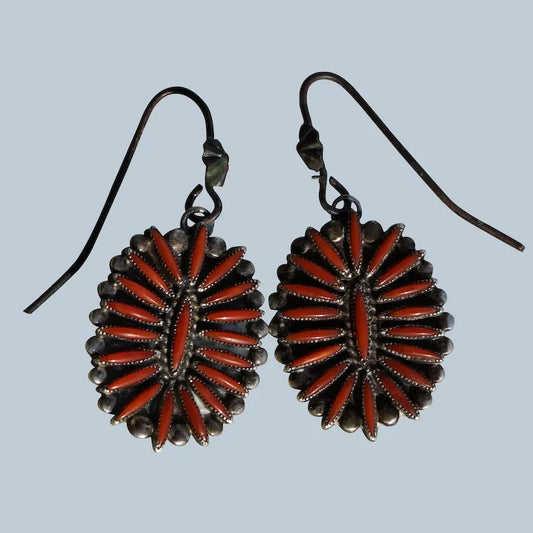 Vintage Zuni Coral Earrings