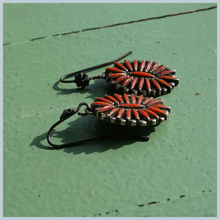 Vintage Zuni Coral Earrings