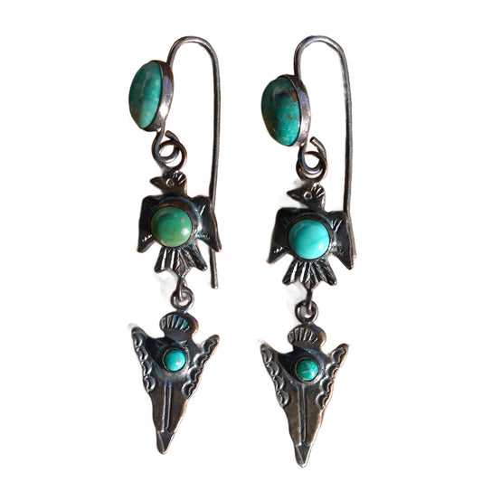 Vintage Fred Harvey Thunderbird Arrow Earrings