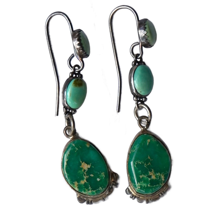 Vintage Navajo Green Turquoise Earrings