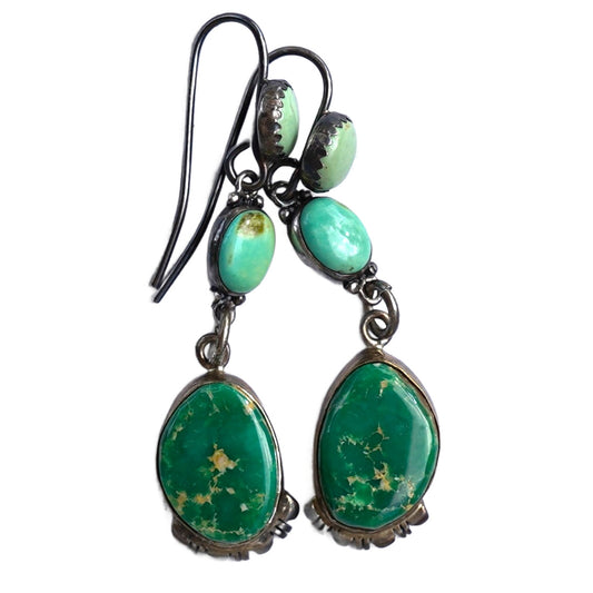 Vintage Navajo Green Turquoise Earrings