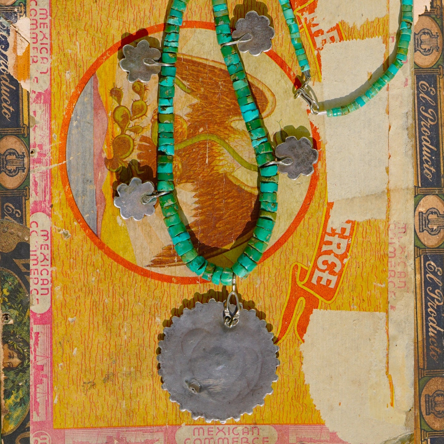 Cerrillos Turquoise Heishi Pendant Necklace