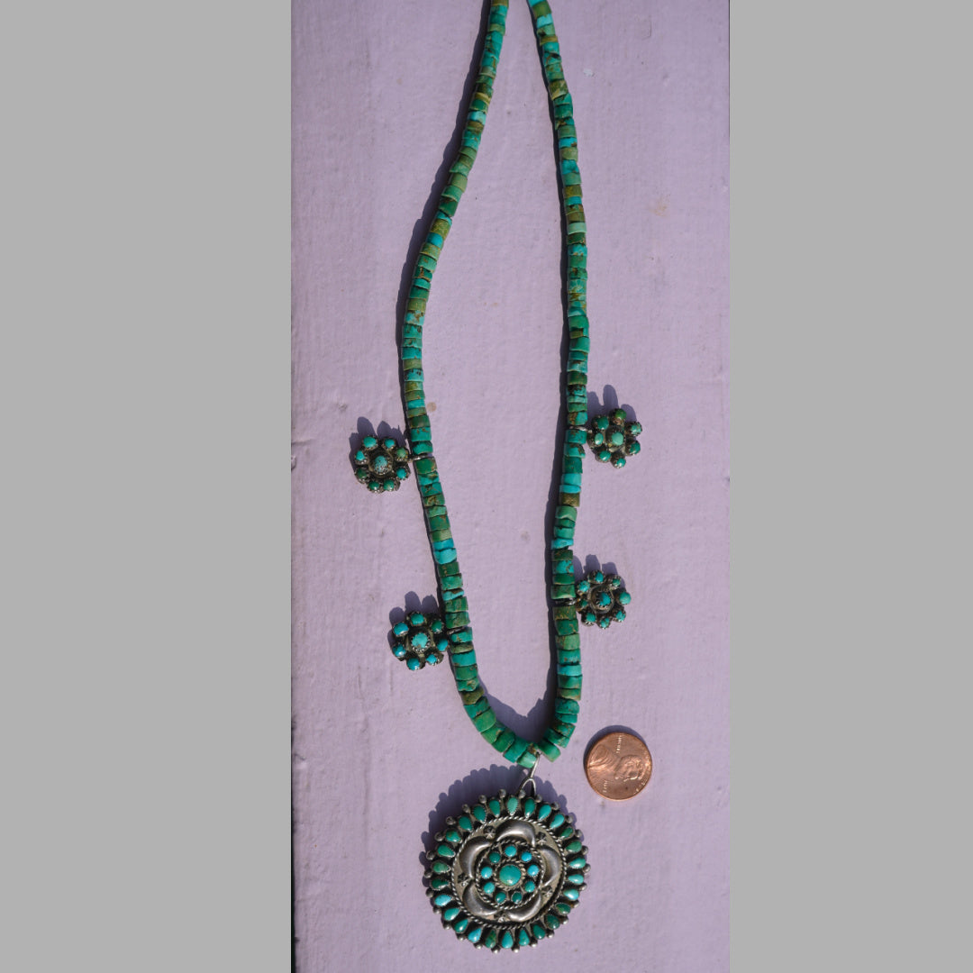 Cerrillos Turquoise Heishi Pendant Necklace