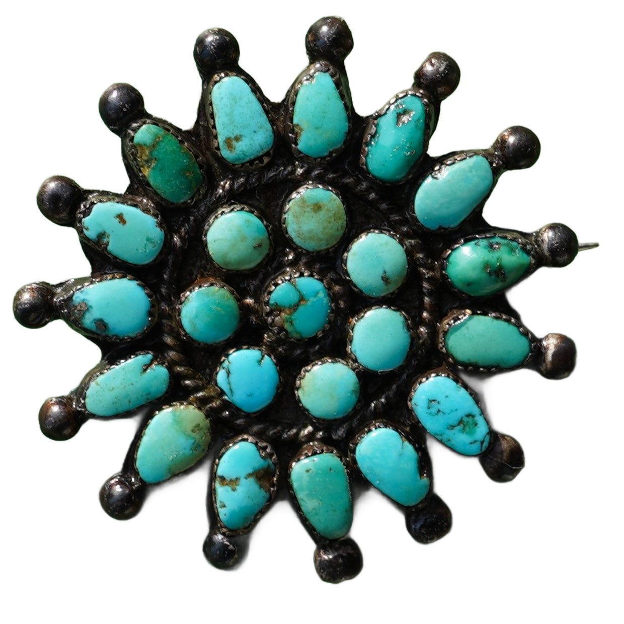 1940's Zuni Turquoise Sterling Silver Pin