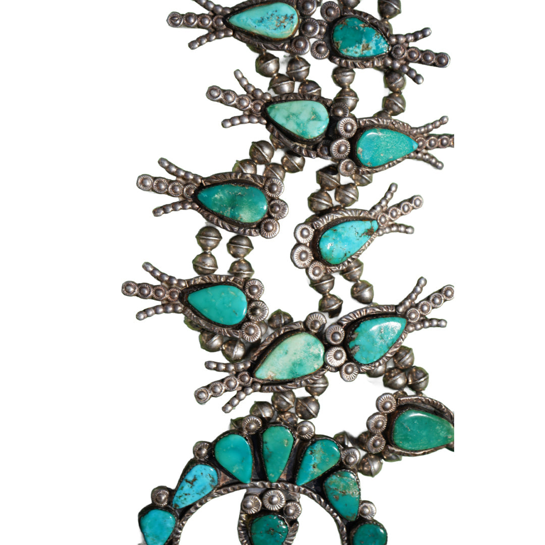 Vintage Zuni Turquoise Squash Blossom Necklace